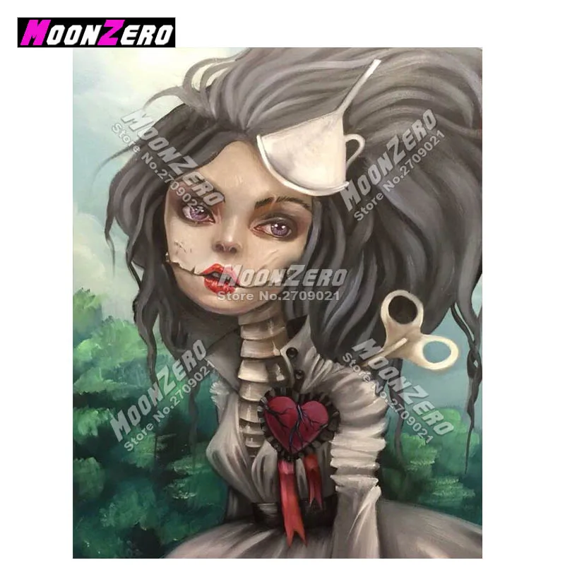 New 5D Diy Full Diamond Painting Cross Stitch Beauty Girl 3D Embroidery Mosaic Big Eye Hell Angel Home Decor