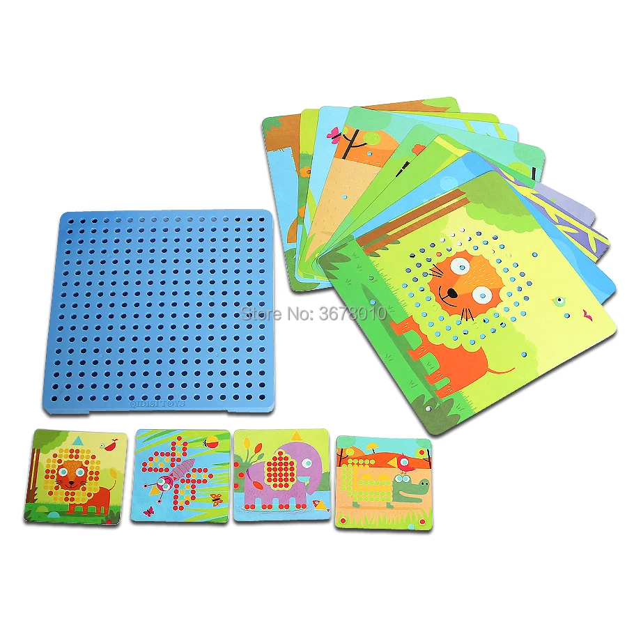 3D Puzzles Art sketchpad Mushroom Nails Jigsaw Puzzles Creative Mosaic Pegboard Montessori Educaltional Toy for Children