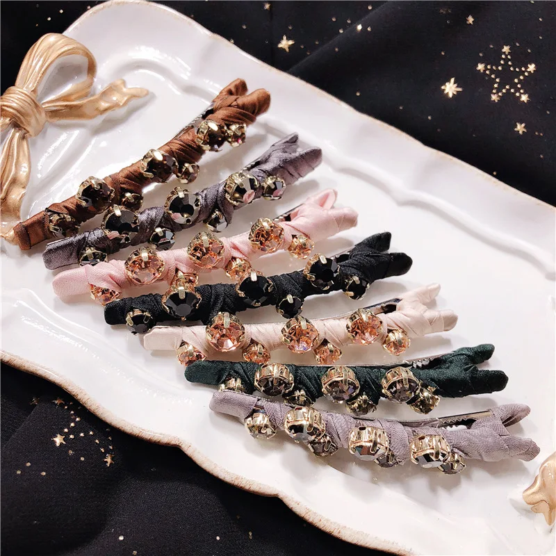 

Bling Clover Crystal Hairpins Headwear for Women Girls Rhinestone Hair Clips Pins Barrette Styling Tools Accessories 4 colors