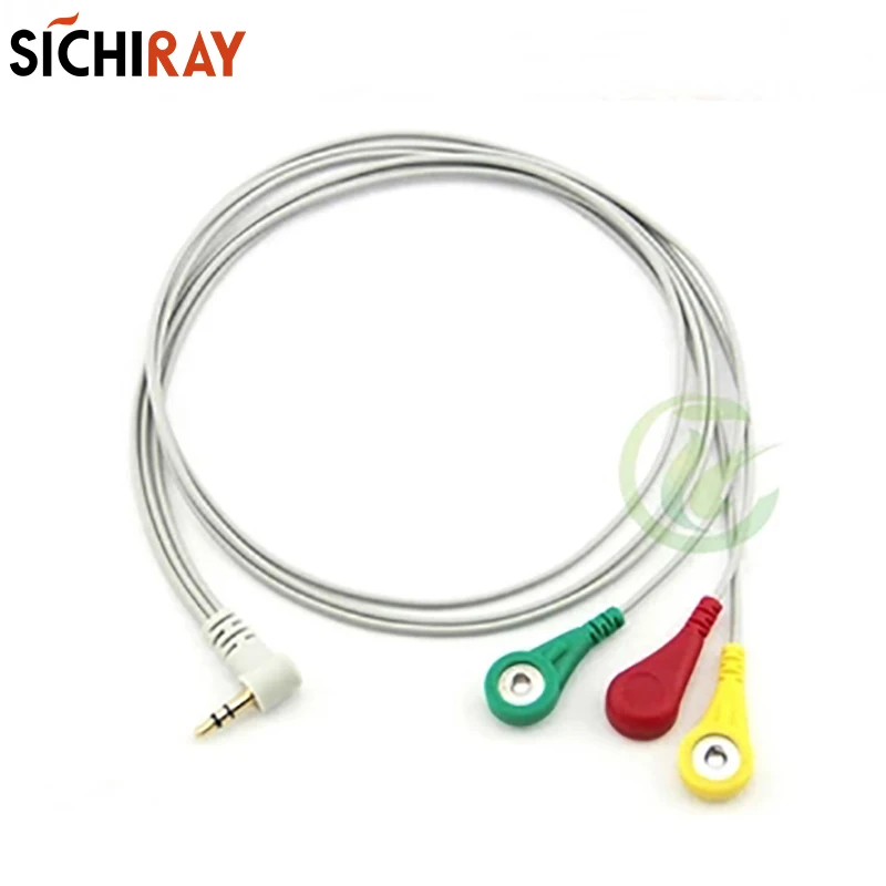 3-Lead Cable-Electrode Pads (3 connector) Heart Muscle Sensor Accessories Electrical Headphone Plug ECG EMG EKG experiment Tools