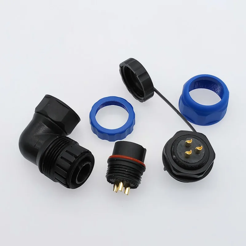 SP20 corrugated pipe angle waterproof connector 2/3/4/5/6/7/9/10/12/14Pin IP68 cable connector 90 degree elbow