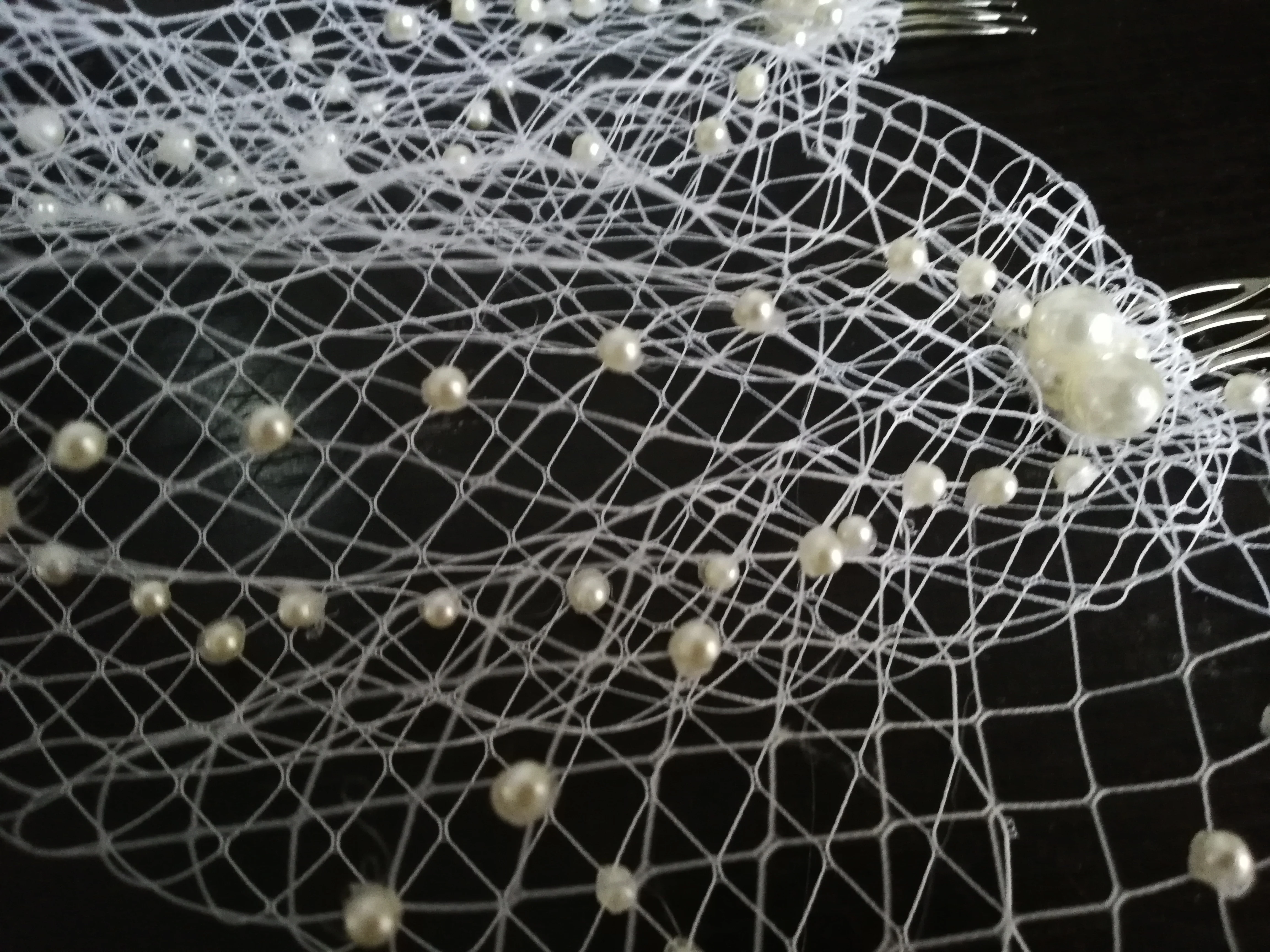 Velo de jaula de pájaros con perlas, velo de bandeau para boda, pequeño velo de jaula de pájaros, tocado de rubor