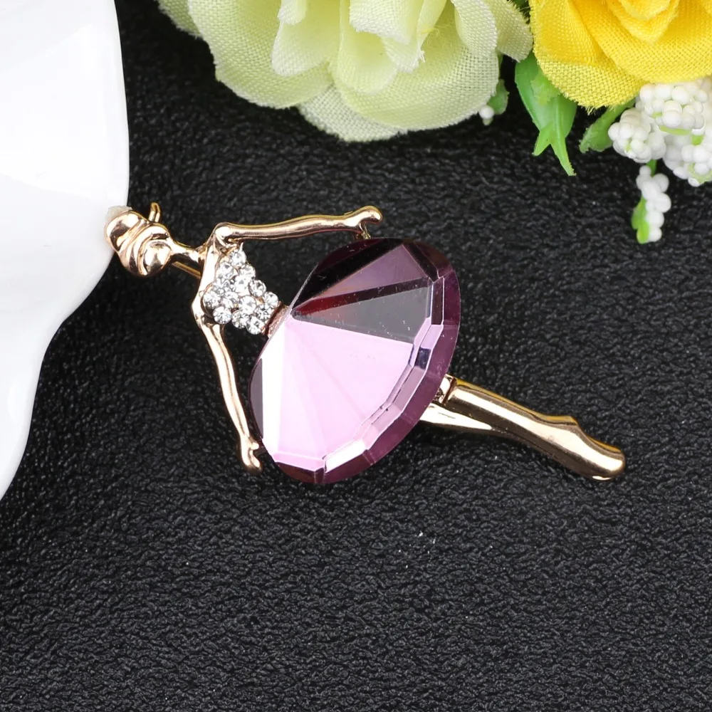 Bonsny Rhinestone Ballet Dancer Girl Brooch For Women Brooches Pin Collar Scarf Decoration New Fashion Jewelry Gift Accessories