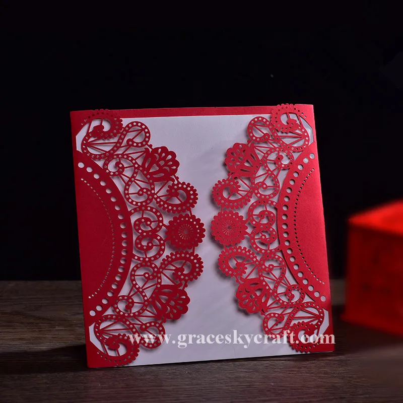 30Pcs/set Romantic Wedding Party Event Invitation Card Birthday Business Party Invitation Cards Envelope Delicate Carved Pattern