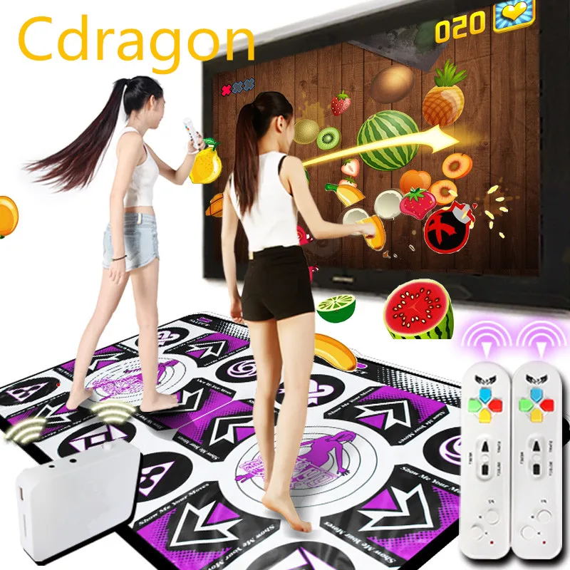 

English Menu HD Dance Mat Double TV Computer Interface Dance Rug Dual Players Dancing Machine Yoga Fitness With Two Gamepads