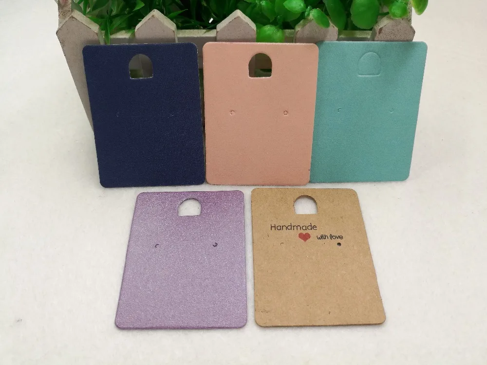 

24pcs Kraft Paper 6.5x5cm Handmade with Love Earring Cards, Jewelry Accessory Displays Cards,Earring Packing Paper Card