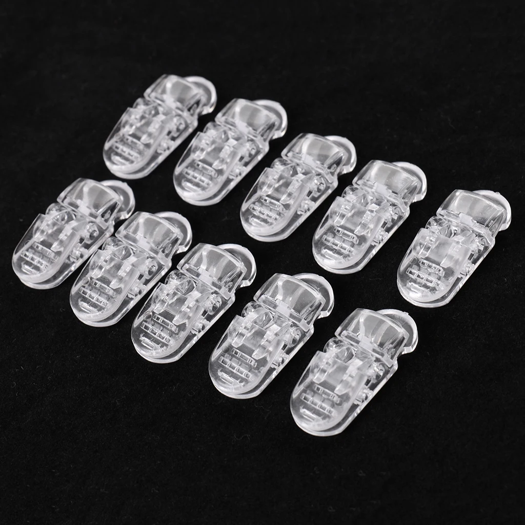 

10 Pieces Clear Pacifier Clips Teeth Clips Suspender Clips with Gripping Teeth for Baby Infant Bibs Burps Accessory