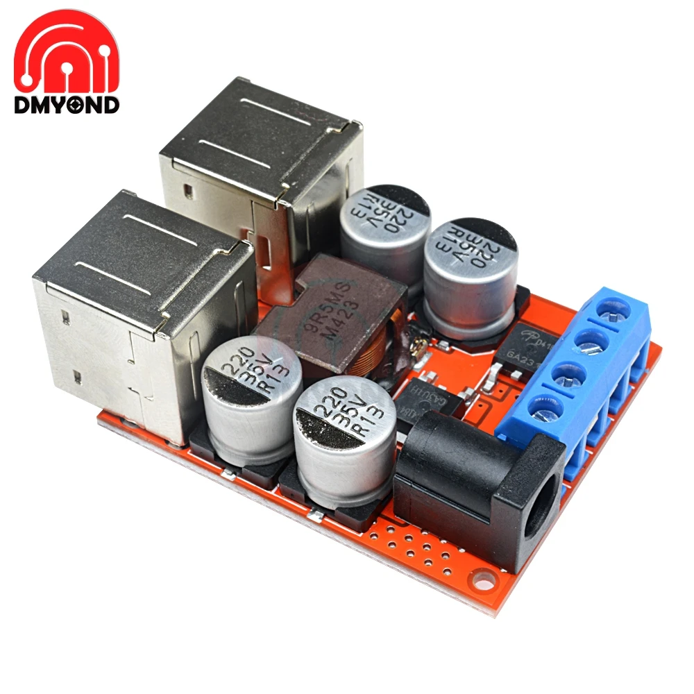 DC-DC Auto Charging Board Car Power Supply 8V-35V 5V 8A Step Down Buck Converter Module 4 Port USB Output Mobile Charger