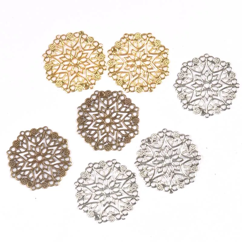 10pcs Filigree Round Wraps Bronze/silver Metal Crafts Connectors For DIY Embellishments Scrapbooking Craft Accessories ykl0735