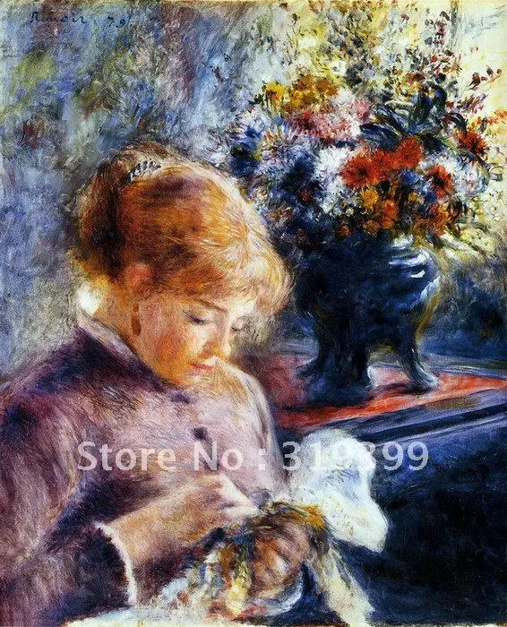 

Oil Painting Reproduction on linen canvas,lady sewing by pierre auguste renoir,Free Fedex Shipping,handmade