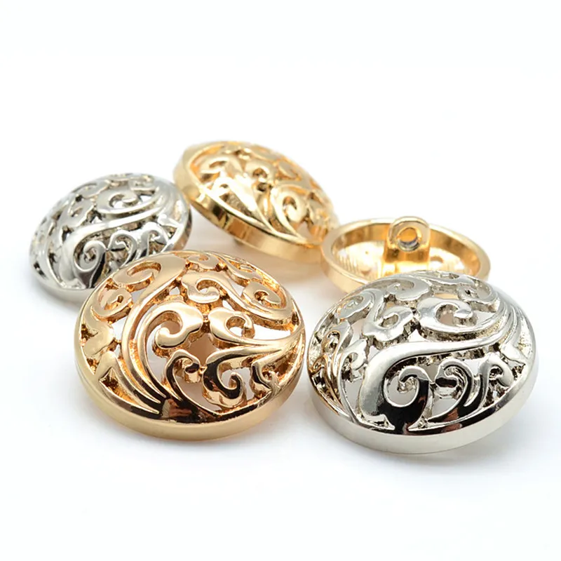 10 Pcs/lot Alloy Gold Silver Plated Vintage Windbreaker Jacket Buttons 15-20 MM Dia. Metal Buttons for Clothing Garment Supply