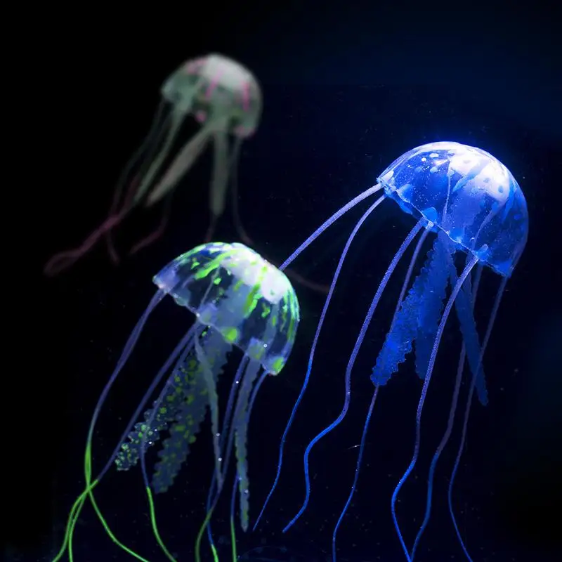 Artificial Jellyfish Aquarium Fish Tank Accessories Simulated Fluorescent Vivid Jellyfish Tank Decoration