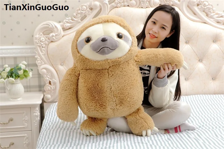 fillings toy large 65cm lovely cartoon sloth plush toy light brown cute sloth soft doll throw pillow birthday gift s0572