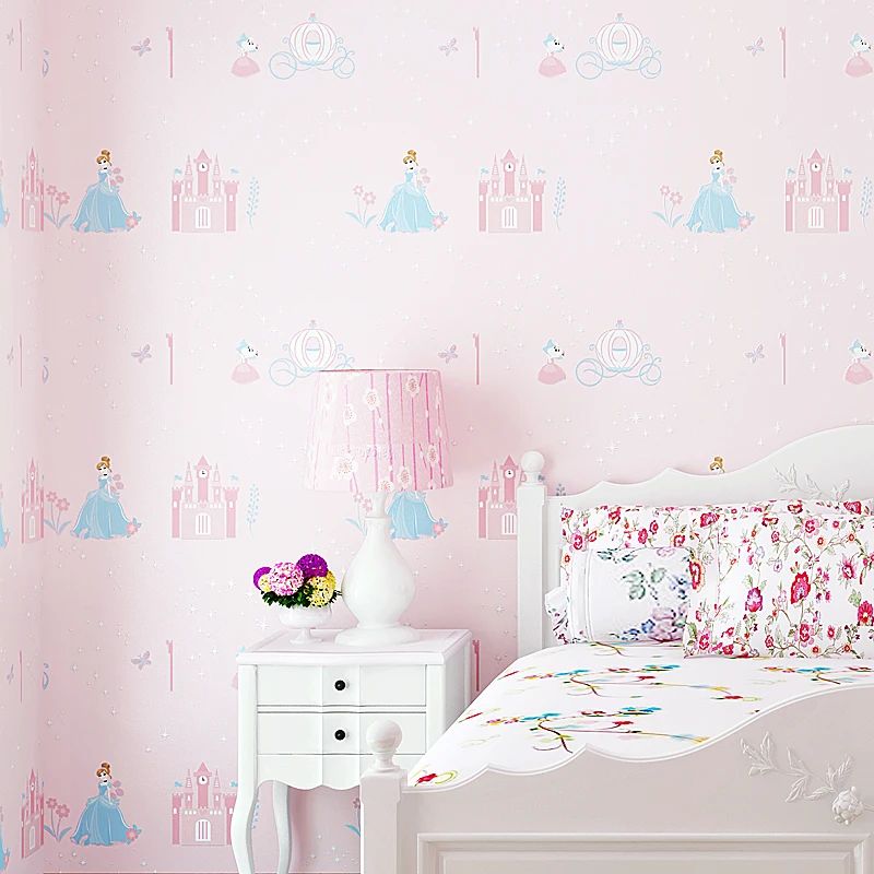 PAYSOTA Cartoon Castle Children Room Wallpaper Princess Girl Bedroom Lovely Pink Household Wall Paper Roll