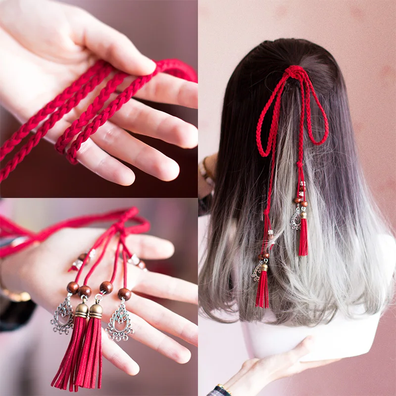 

Tassel hair rope hanfu deserve to act the role of ancient costume tire Retro red rope ancient hair band