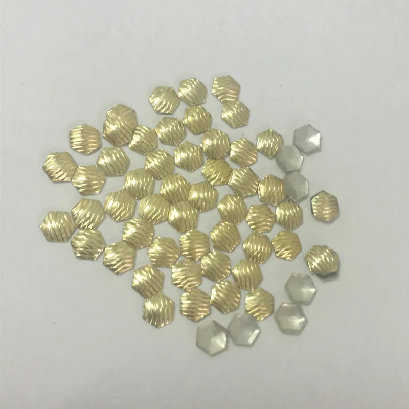 6mm Gold Hotfix Studs Metal Cutting Nailheads Hexagonal Hotfix Rhinestone DIY Flatback rhinestuds heat transfer 300pcs