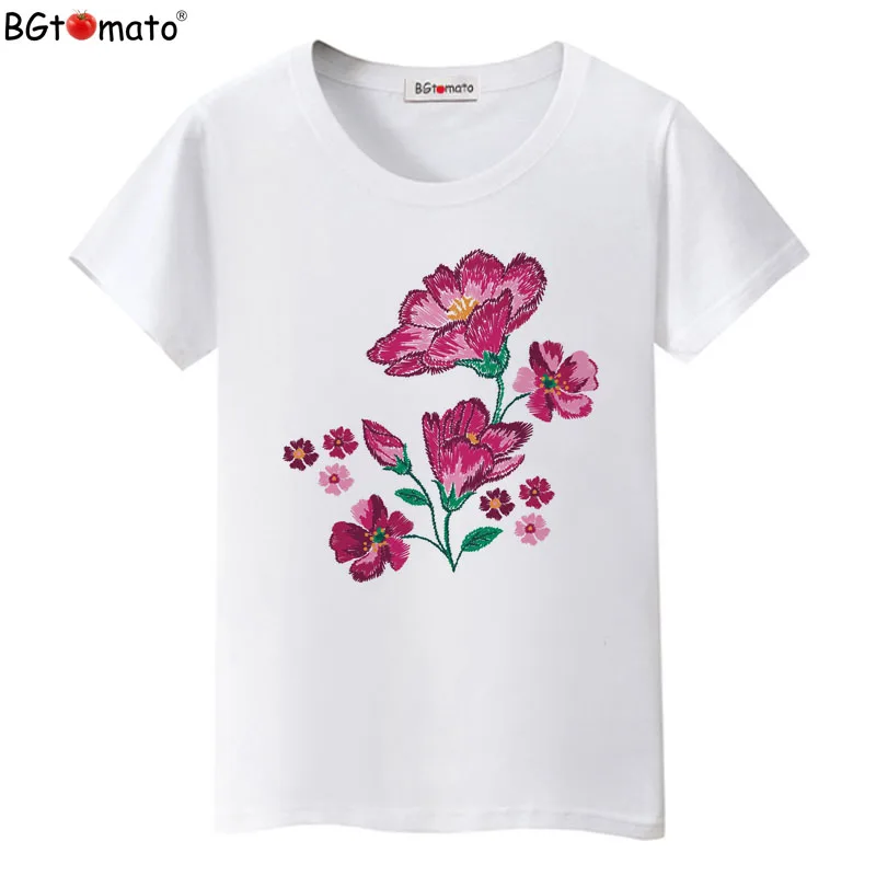 

BGtomato New women t-shirt sweet flower printing T shirt short sleeve o-neck summer fashion tees ladies streetwear casual tops