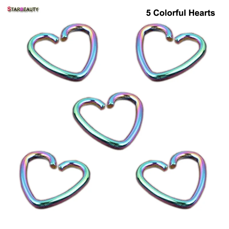 2Pcs Heart/Star Shaped Fake Tragus Piercings Hoop Helix Cartilage Tragus Daith Ear Studs Lip Nose Rings Silver Jewelry