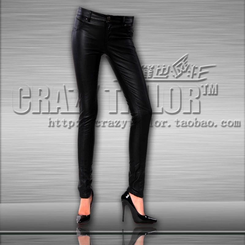 

Free Shipping Women's Brand Fashion Leather Pants Female Trousers Tight Autumn Dull Skinny Pencil Pants Leather Trousers / S-xl