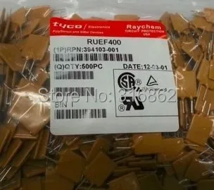 

Free Shipping 50pcs/LOT PPTC Resettable Fuses 30V 4A RUEF400 PPTC (Polymeric PPTC) PolySwitch