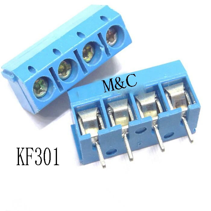 

500 pcs 4 Pin Screw blue PCB Terminal Block Connector 5mm Pitch