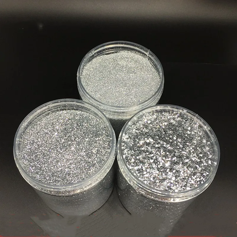 500gPET High Temperature Resistant Silver Onion Powder Flash Powder,Silver Plate Printing Silver Powder Diatom Mud Bright Powder