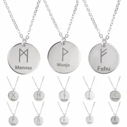 Nordic 25 Rune Letter Necklace Stainless Steel Statement Necklaces Chokers For Women Men