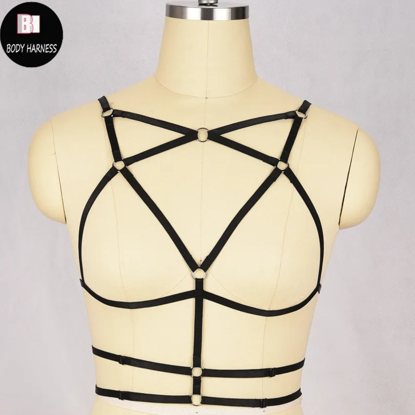 

Black Cage Body Harness Top Goth sexy lingerie Modern Witch Occult Moonchild bondage lingerie Sexy Fetish body harness cage bra