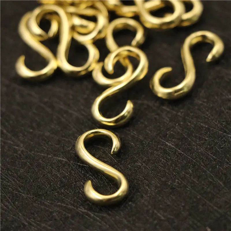 1 Stück massiver Messingguss, S-förmiger Haken, Lederhandwerk, Gürtel, Armband, Hardware, Geldbörse, Schlüsselanhänger, Clip, hochwertiges Zubehör – Detail 4