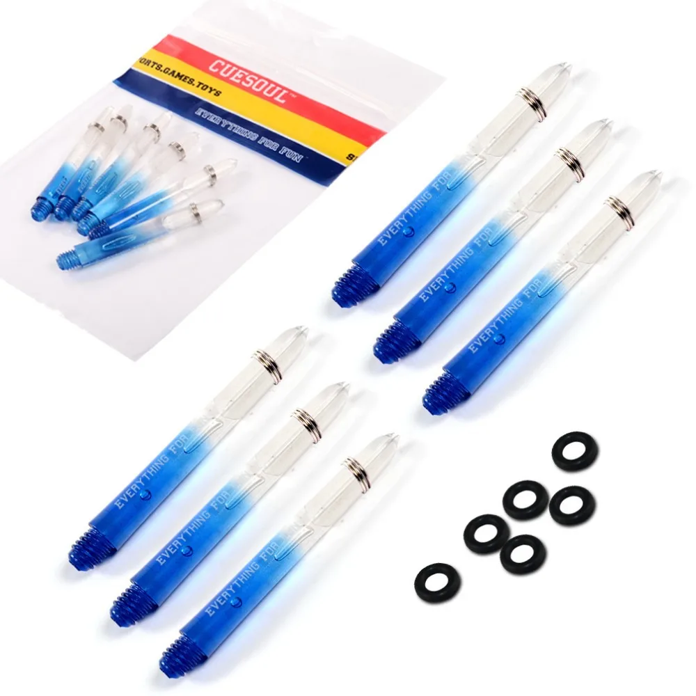 CUESOUL 6PCS/SET Blue Nylon Plastic Darts Shafts 2BA With Dart O'rings For Professional Dardos, Accessories