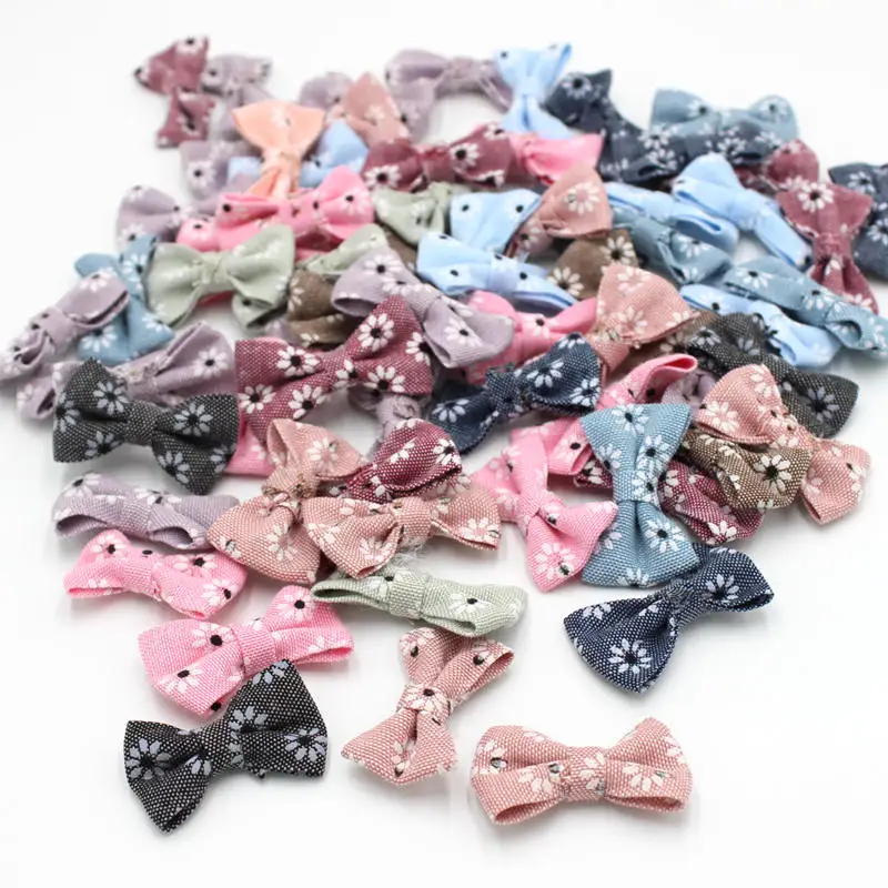 30pcs/lot 25*35mm Mini Small Cloth Bow Pet Bowknot Craft BOW DIY Bow Tie Wedding Decor Hair Accessories Dressing decoration