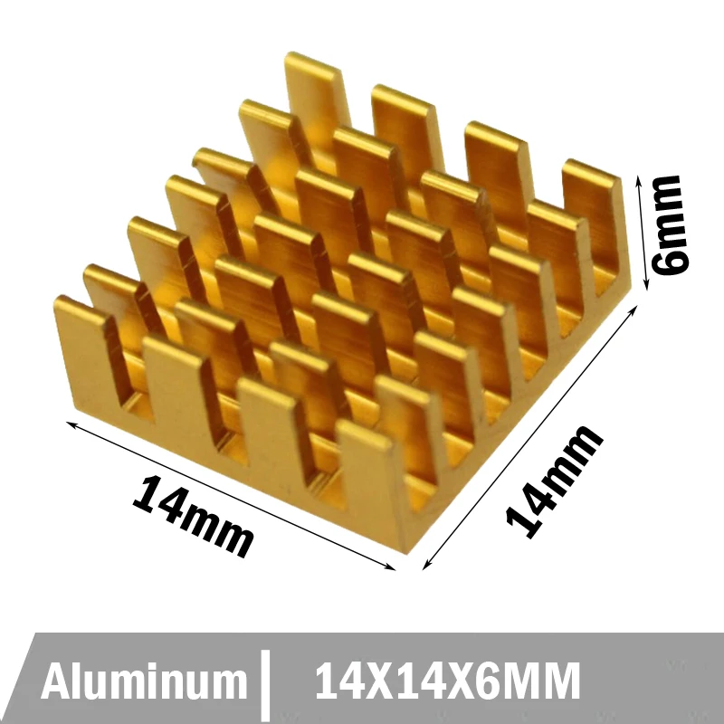 

100Pcs 14x14x6mm Golden Cooling Heatsinks Cooler MOS Heatsink VGA Card Aluminum Radiator