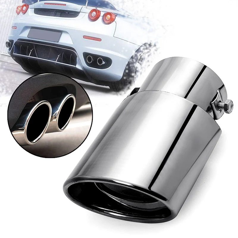 

Universal 63mm Car Exhaust Pipe Modified Stainless Steel Round Tail Tubes Muffler System Chrome For 1.8-2.2T