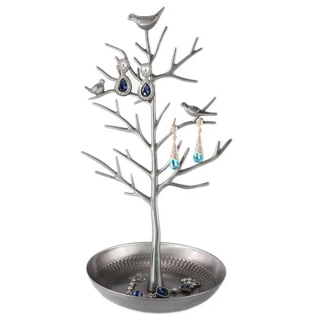 Rasalhaguer Hot Sale Jewelry Display Stand Rack Tree Bird Stand Iron Necklace Earring Holder Bracelet Fashion Organizer 5 Colors