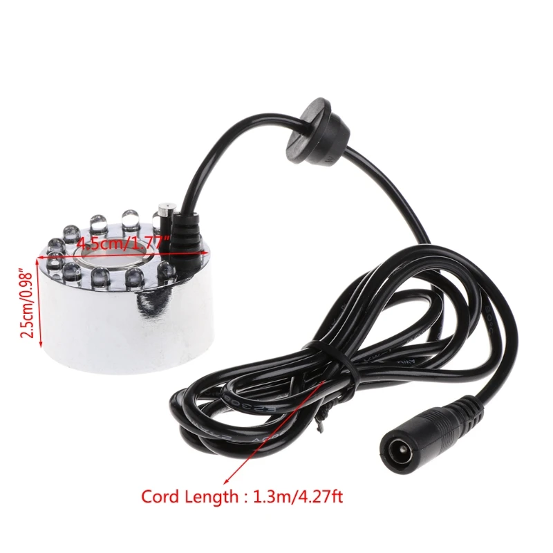 Fonte de água ultrassônica com 12 leds, decoração para lago, fabricante de névoa ultrassônica com luz colorida, novo, 2021