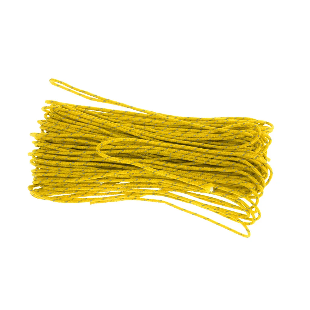 20M 1.8MM Nylon Camping Tent Awning Reflective Guyline Rope Runners Cord - Yellow For Camping Tent  Awning Canopy Accessory