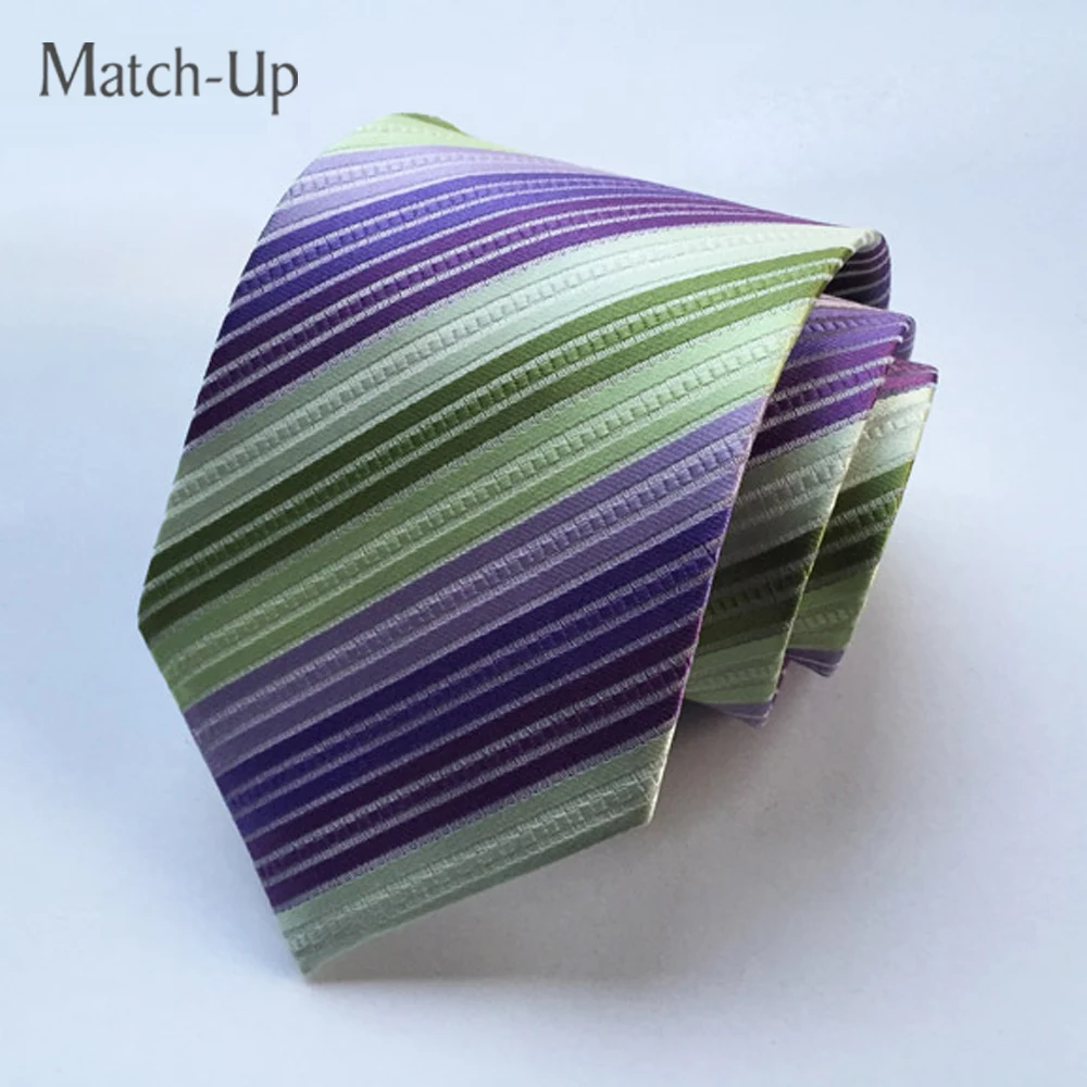 Match-Up new men's 8 cm polyester material rainbow striped tie holiday party essential 18