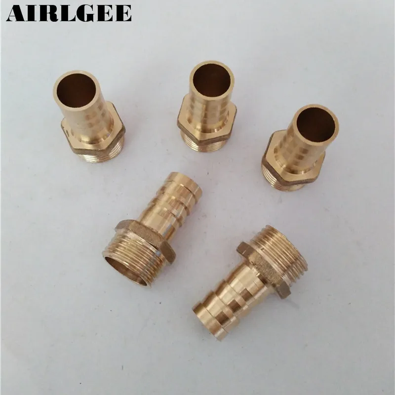 

5 Pcs 1/2"PT Male Thread to 14mm Hose Barb Brass Straight Coupling Fitting