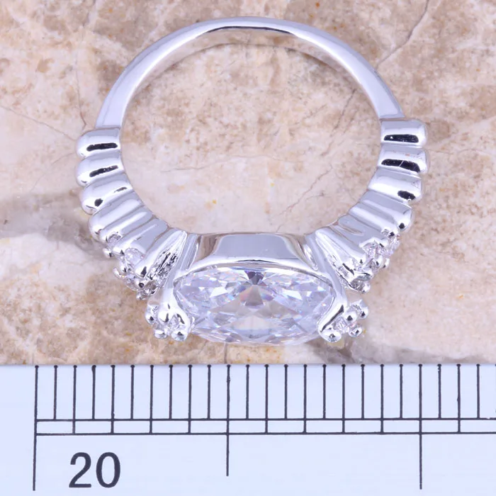 Majestic White CZ Silver Plated  Ring Size 6 / 7 / 8 / 9 R1527