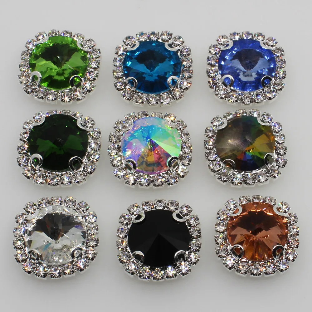 New 10 Pcs 4Holes 19mm Silver Round Metal Rhinestone Button DIY For Wedding Crafts Decoration Sewing Clothing Scrapbooking,