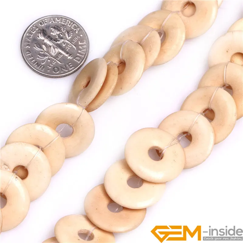 

Donuts Shape Bulk Ivory-Yellow Coin Ring Large Bone Beads DIY Beads For Halloween Jewelry Making Free Shipping