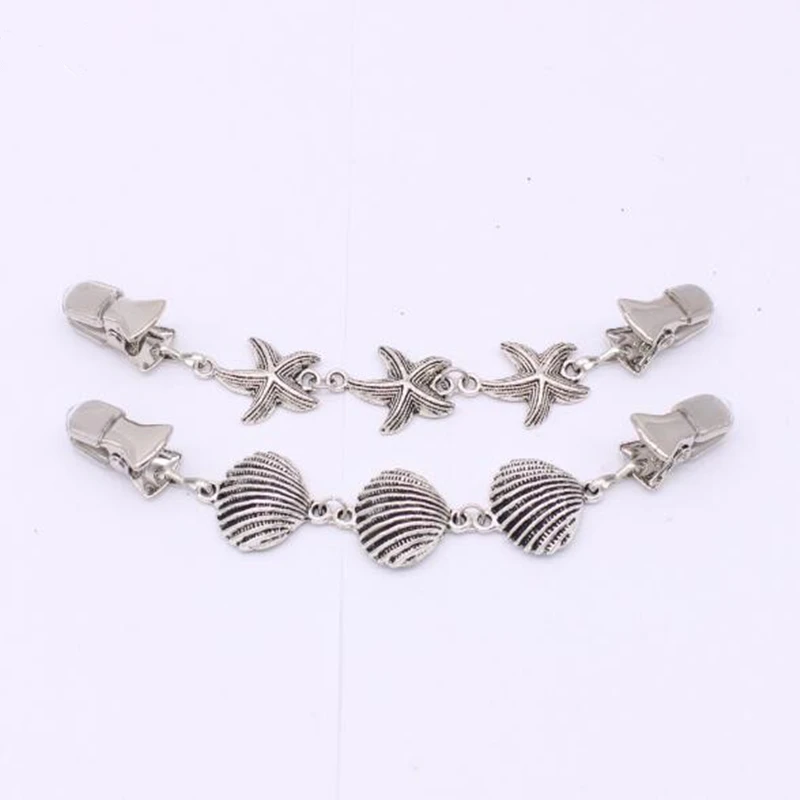 1Pcs Beach elements, starfish, shells Sweater Cardigan Clip Buckles Metal Buckle Buttons For Clothing Decoration Garment Hooks