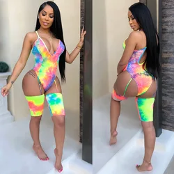 BKLD-body Sexy sin mangas para mujer, ropa para fiesta en la playa, Mono para mujer, mono con Espalda descubierta, bodycon Tie Dye 2019