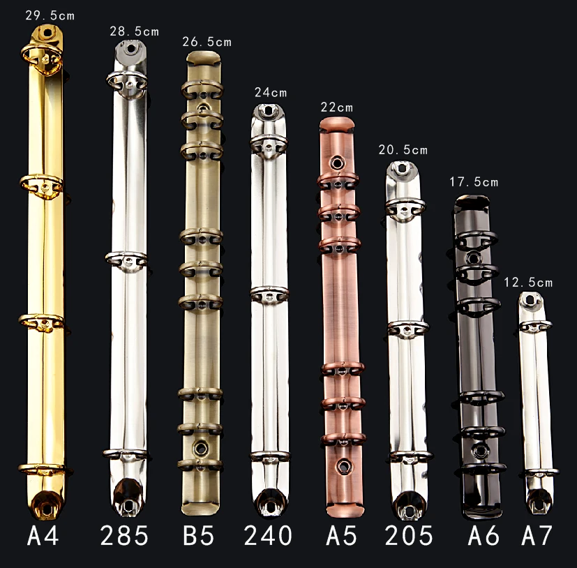 10 Pieces DIY journal notebook mechanical, 6 ring mechanism, A4 B5 A5 A6 A7 binder clip gold silver bronze black