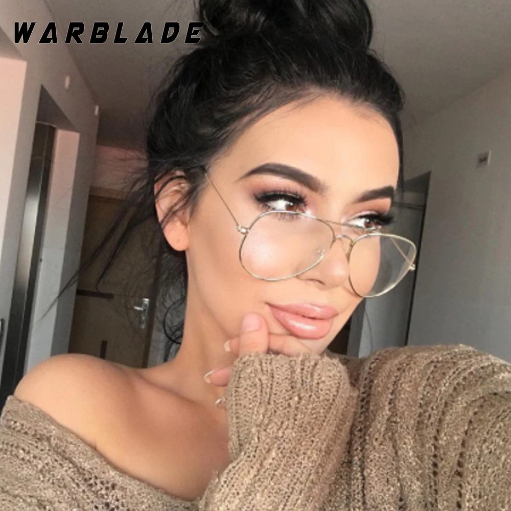 WarBLade-gafas con banda de aleación para hombre y mujer, lentes Ópticas Clásicas, transparentes, con montura dorada