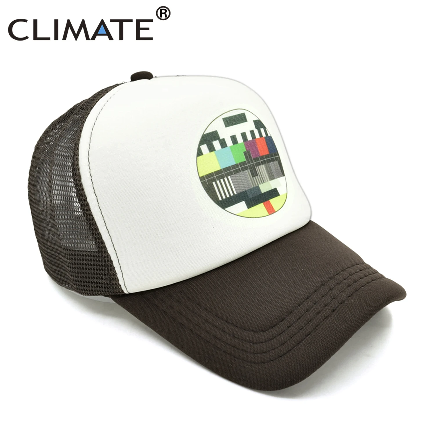 CLIMATE Funny Trucker Cap Hat Men TV No Signal Signalisation Caps Summer Cool Trucker Caps Funny Mesh Net Cool Caps Hat