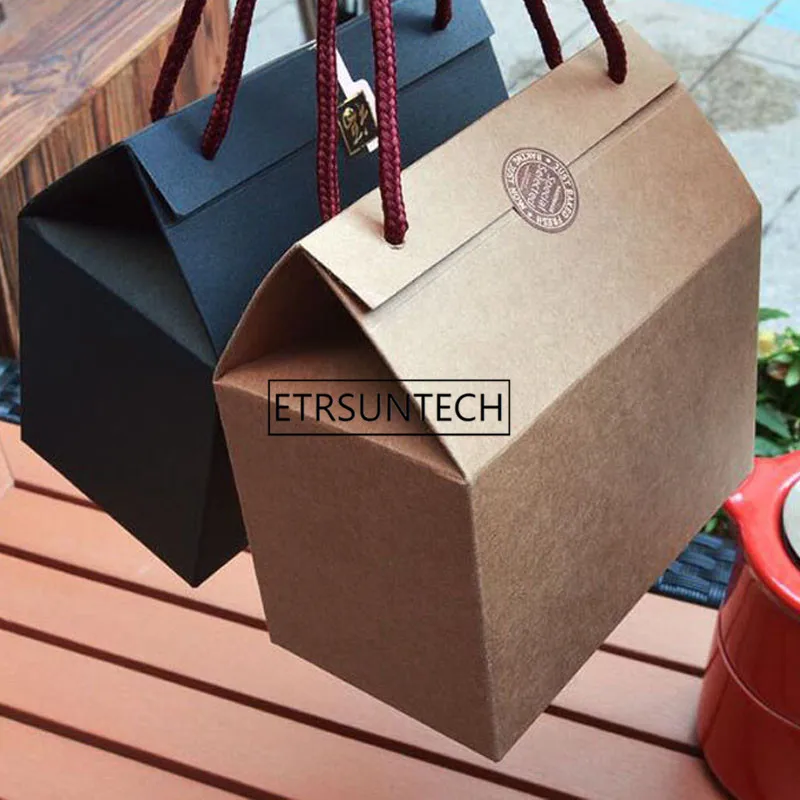 Kraft Paper Gift Box With Rope 15x8.5x15cm Portable Handmade Jam Honey Tea Packaging Boxes Party Favors Gifts Boxes