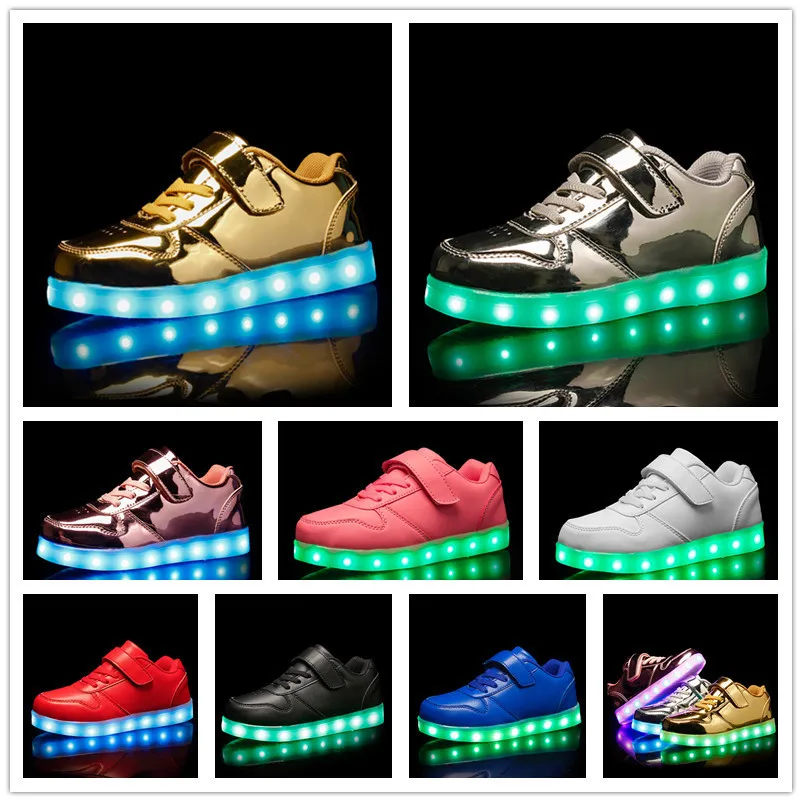 UncleJerry Led Shoes for Child USB chargering Light Up Shoes for boys girls Glowing Christmas Sneakers