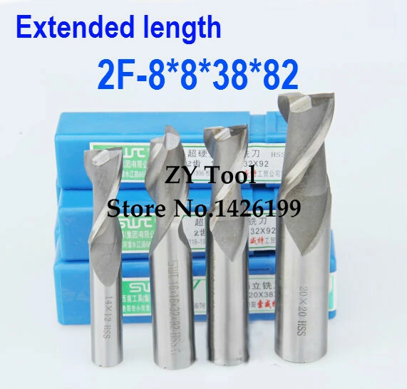 Free shipping 5pcs 8.0mm 2 Flute HSS & Extended Aluminium End Mill Cutter CNC Bit Milling Machinery tools Cutting tools.