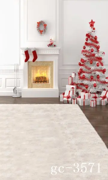 

8x15FT Garland White Room Carpet Fireplace Red Christmas Tree Box Gifts Custom Photography Backdrop Background Vinyl 8x12 10x20